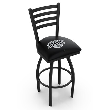 Holland Bar Stool Co 25" Blk Wrinkle Los Angeles Kings Swivel Bar Stool, Ladder Back L01425LAKing