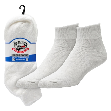 Railroad Sock Mens Sport Socks, 86% Cotton, 11% Polyester, 2% Spandex, 1% Nylon, White, 6-12 M, 3 PK 1568
