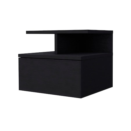 Homeroots 12" Black Wood One Drawer Nightstand with Integrated Tech 518170