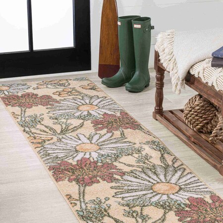 Jonathan Y Dizi Modern Botanical Wildflower Yellow/Ivory/Red 2 ft. x 8 ft. Runner Rug CTP203A-28