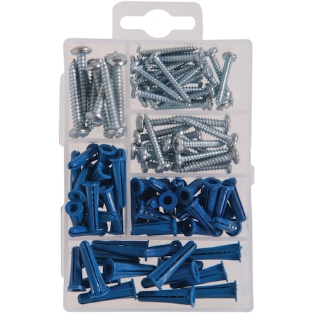 Hillman The Fastener Center Screw and Anchor Fastener Assortment Kit, 100 Pcs. 130201