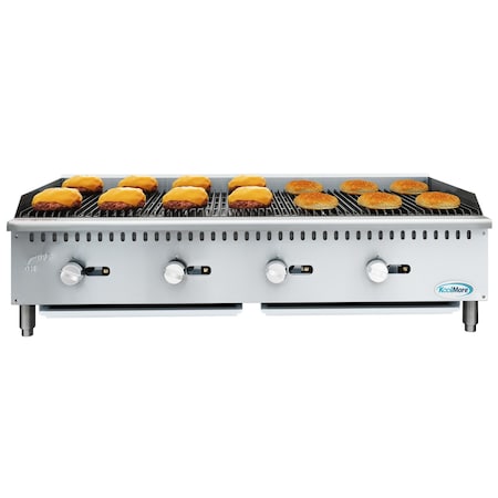 Koolmore 48 in. Commercial 4-Burner Natural Gas Charbroiler with 120,000 BTU in Stainless-Steel KM-GCB4-48M