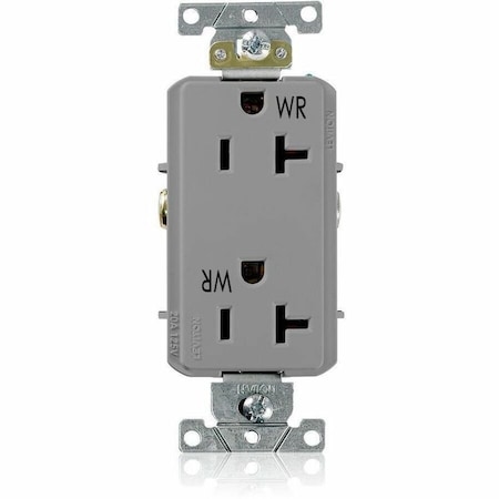 Leviton Plugs&Rcptcls, 20A, 125VAC, Gry, PBT, PK1 WDR20-GY