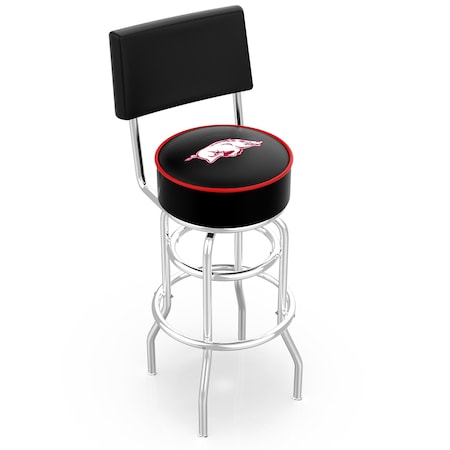 Holland Bar Stool Co 30" Chrome 2-Ring Arkansas Swivel Bar Stool, Back L7C430ArknUn