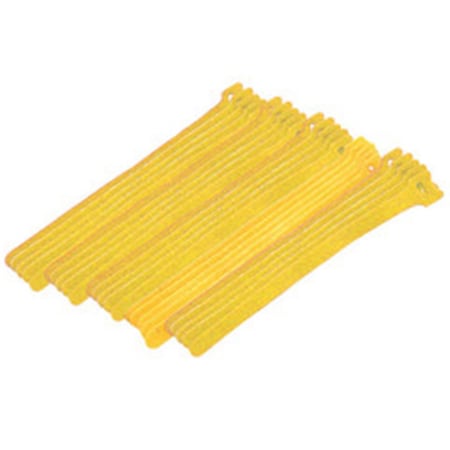 Cable Wholesale 0.50 x 8 in. Yellow Hook and Loop Cable Strap with Eye, 25PK 30CT-08180