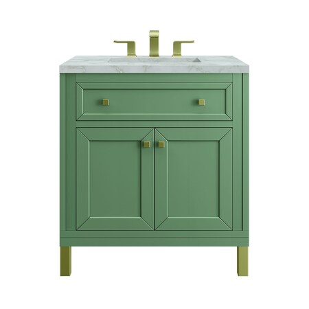James Martin Vanities Chicago 30 in. Single Vanity, Smokey Celadon, w/ 3 CM Victorian Silver Silestone Top 503-V30-SC-3VSL