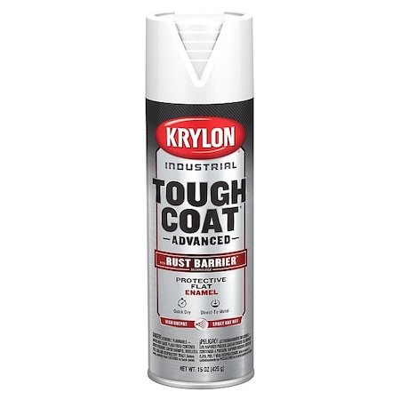 Krylon Industrial Spray Paint, White, Flat, Solvent, 15 oz K00909008