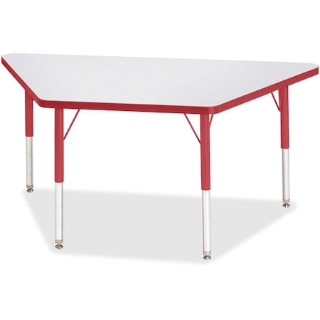 Jonti-Craft Berries Trapezoid Activity Tables, 24 in. x 48 in., E-height, Freckled Gray/Red/Gray 6438JCE008