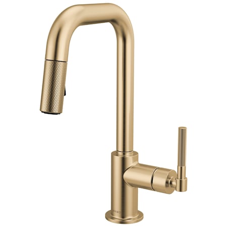 Brizo Litze Pull-Down Prep Faucet with Square Spout, Knurled Handle Luxe Gold 63953LF-GL