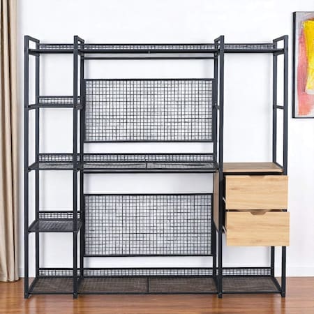 Homeroots 69" Black Metal Closet System 590273