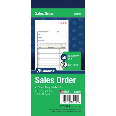 Adams Book, Sales Order, 2Pt, 3.5X7 ABFDC3705