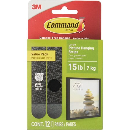 Command 16 Lb. Black Picture Hanging Strips Value Pack 12 Sets of Strips 17206BLK-12ES