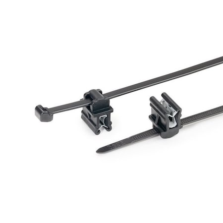 Hellerman Tyton Outside Serrated Cable Tie w/Edge Clip, 6.0" Long, EC10, 1 - 3 mm Panel, 50lb, PA66HS, Black, 500PK 156-00871
