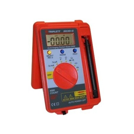Triplett Digital Multimeter, 600 V Max DC, 0.1 mV Max AC, Average, 4,000 Instrument Counts, LCD 2030