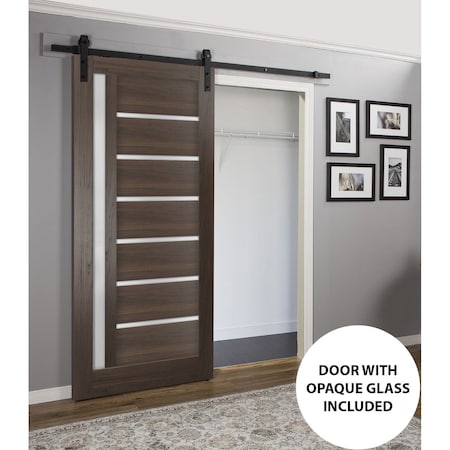 Sartodoors Slab Barn Door Panel Frosted Glass 30x96 Solid Core Modern Interior QUADRO4088S-CA-3096