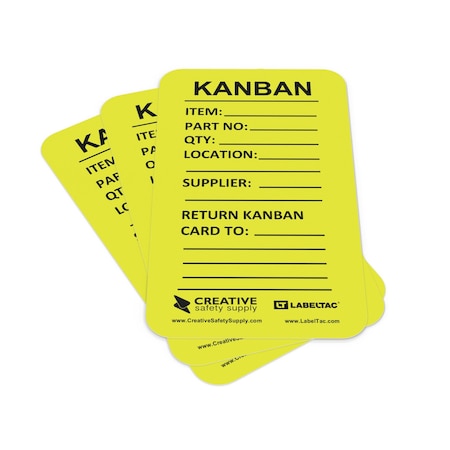 Creative Safety Supply Kanban Bin Cards, Pack of 10, Yellow KBC-01-10PK