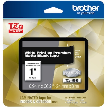 Brother Label/RibbonCartridge, Black, 15/16inW TZEM355G