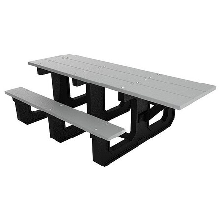 Ultrasite Rectangle Picnic Table, Gray, Vandal Resistant Resinwood, 90 in L, 29-3/4 in H Overall Plank PB 6GRAPARKPADA
