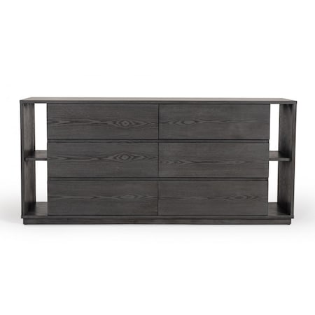 Homeroots 63" Grey Solid Wood Six Drawer Double Dresser 473121