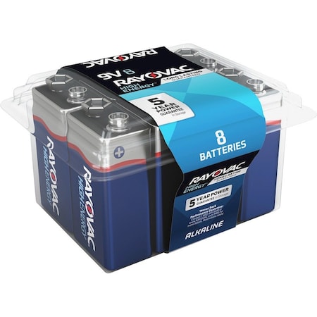 Rayovac High Energy Premium Alkaline 9V Batteries, 8PK A1604-8PPK