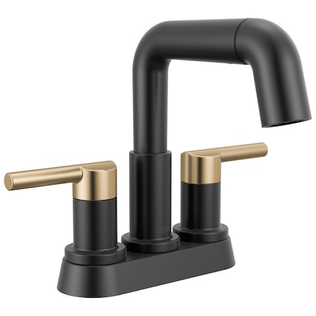 Delta Nicoli 2-Handle Centerset Pull-Down Bathroom Faucet, 7.06 in, Matte Black/Champagne Bronze 25849LF-GZPD
