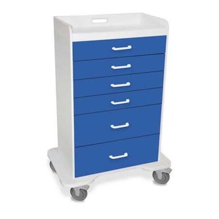 Trippnt Global Blue Polyethylene Locking 6 Drawer Procedure Cart - 31 x 48 x 20 in. 51071