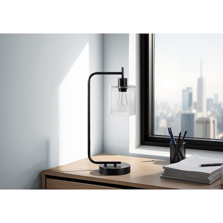 Monarch Specialties Lighting, 20 in.H, Table Lamp, Usb Port, Black Metal, Glass Shade, Modern I 9637