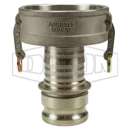 Dixon Type DA Cam and Groove Reducing Coupler, 4 x 5 in Nominal, Coupler x Adapter End Style, 316 SS 5040-DA-SS