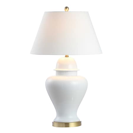 Jonathan Y Sagwa 33" Ceramic/Iron Modern Classic LED Table Lamp, White JYL6619A