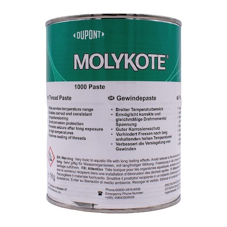 Molykote Anti-Seize, Can, 2.2 lb, Copper Base, 1202 Degrees F Max Op Temp, Paste 4045292