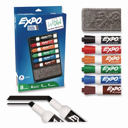 Expo Low-Odor Dry Erase Marker and Organizer Kit, Broad Chisel Tip, Assorted Colors, 6PK 80556A