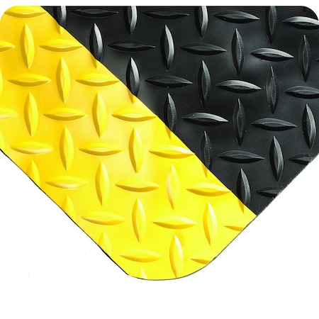 Wearwell Anti-Fatigue Mat, Black/Yellow, 4 ft.x75ft 414.1516X4X75BYL
