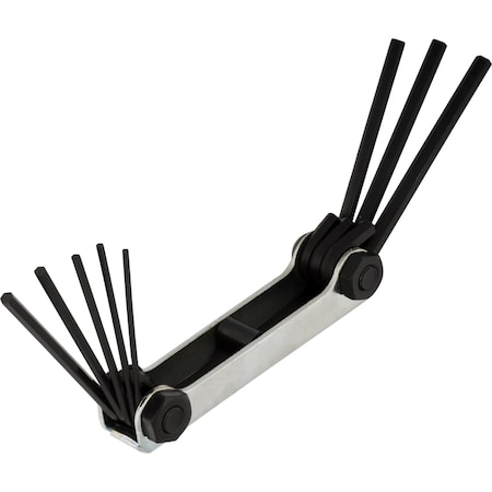Auveco Fold Up Hex Key Set, Large - Extra Long 3/16in Through 3/8in 5 Keys 7978