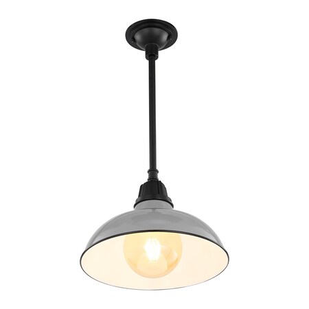Jonathan Y Jasper 12.25" 1-Light Farmhouse Industrial Indoor/Outdoor Iron LED Pendant, Gray JYL7611D