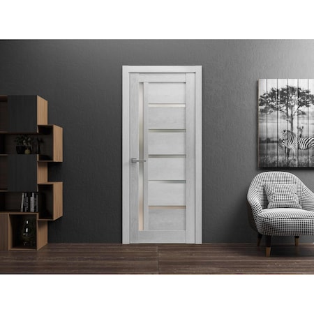 Sartodoors Solid French Door Grey Solid Core Modern Interior QUADRO4088ID-OAK-18