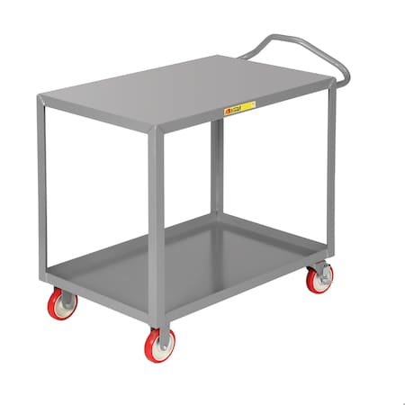 Little Giant Ergonomic Shelf Truck, 1200 lb., 30 x 60", Steel, 1200 lb Load Capacity, 2 Shelves, 65 1/2 in L ERLG-3060-BRK