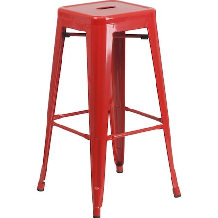 Flash Furniture 30" High No Back Red Metal Barstool Square Seat CH-31320-30-RED-GG
