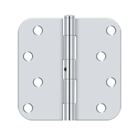 Deltana 4 x 4 x 5/8 Radius Hinge; Non Removable Pin Bright Chrome Finish S44R5N26