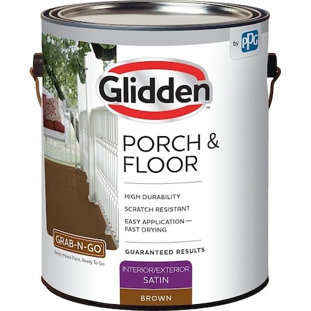 Glidden 3031F Paint and Primer, Satin, Brown, 1 gal 3031F/01