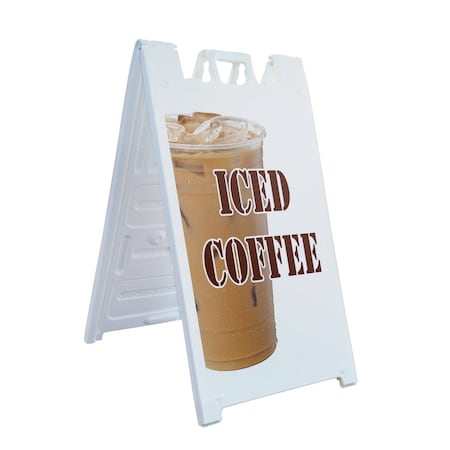 Signmission Iced Coffee, A-Frame & 2 Sign Inserts, Heavy-Duty Plastic Frame SBHD-C-2436-Iced Coffee