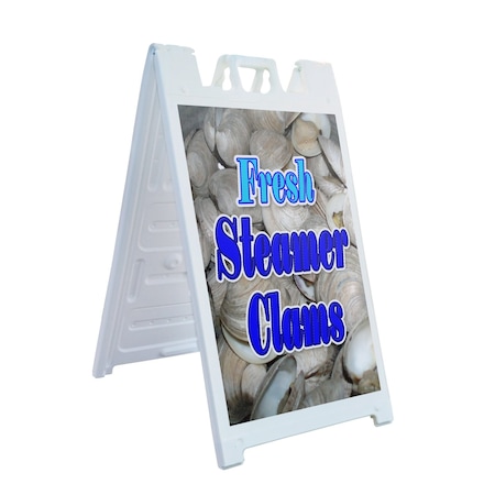 Signmission Fresh Steamer Clams, A-Frame & 2 Decals Installed, Heavy-Duty Plastic Frame SBHD-D-2436-Fresh Steamer Clams