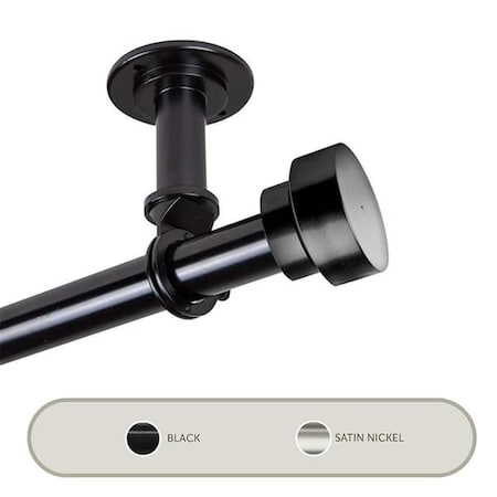 Central Design 1 in. Cover Ceiling Curtain Rod or Room Divider for 48 to 84 in. Windows, Black 100-37-482CL