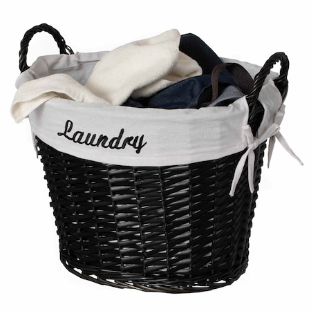 Wickerwise Handwoven Laundry Basket with Liner & Handles - Boho Decorative Storage Hamper for Clothes QI003106.BK