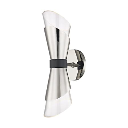 Mitzi Angie 2 Light Wall Sconce 4.75 In. Polished Nickel/Black H130102-PN/BK