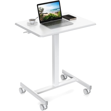 Simple Deluxe iPower Standing Desk Small Rolling Desk with Lockable Wheels, Mobile Stand Up Desk Adjustable Heigh 3A88HKDESKMHL07WHT