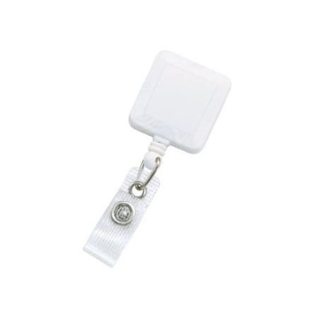 Brady BADGE REEL, WHITE, CLIP-ON SQUARE BADGE REEL, NO STICKER, REINFORCED VINYL STRAP 2120-3828