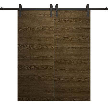 Sartodoors Modern Double Barn Door 36 x 80 inches, Ego 5000 Marble Oak, 13FT Rail Track Set, Solid Panel Int EGO5000DB-DMR-36