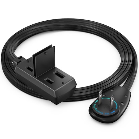 Maximm 4ft 2-Prong 360 degrees Flat Plug Extension Cord, Compact UL, Black ADW-90A-23F04-16B0