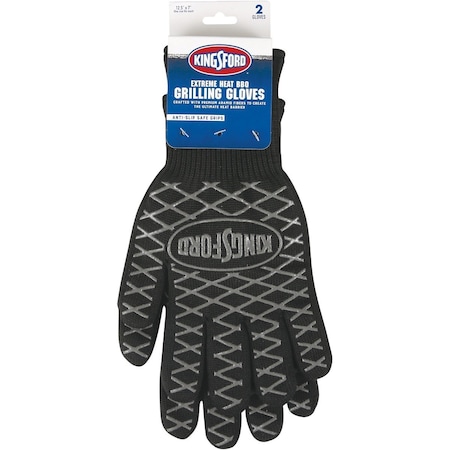 Kingsford 1 Size fits All Black Extreme Heat BBQ Grilling Gloves, 1-Pair BBP12383