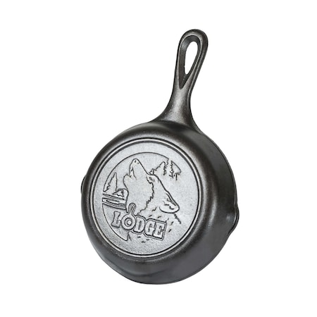 Lodge Wildlife Series 6.5 Inch Cast Iron Wolf Skillet, 6PK L3SKWLWF